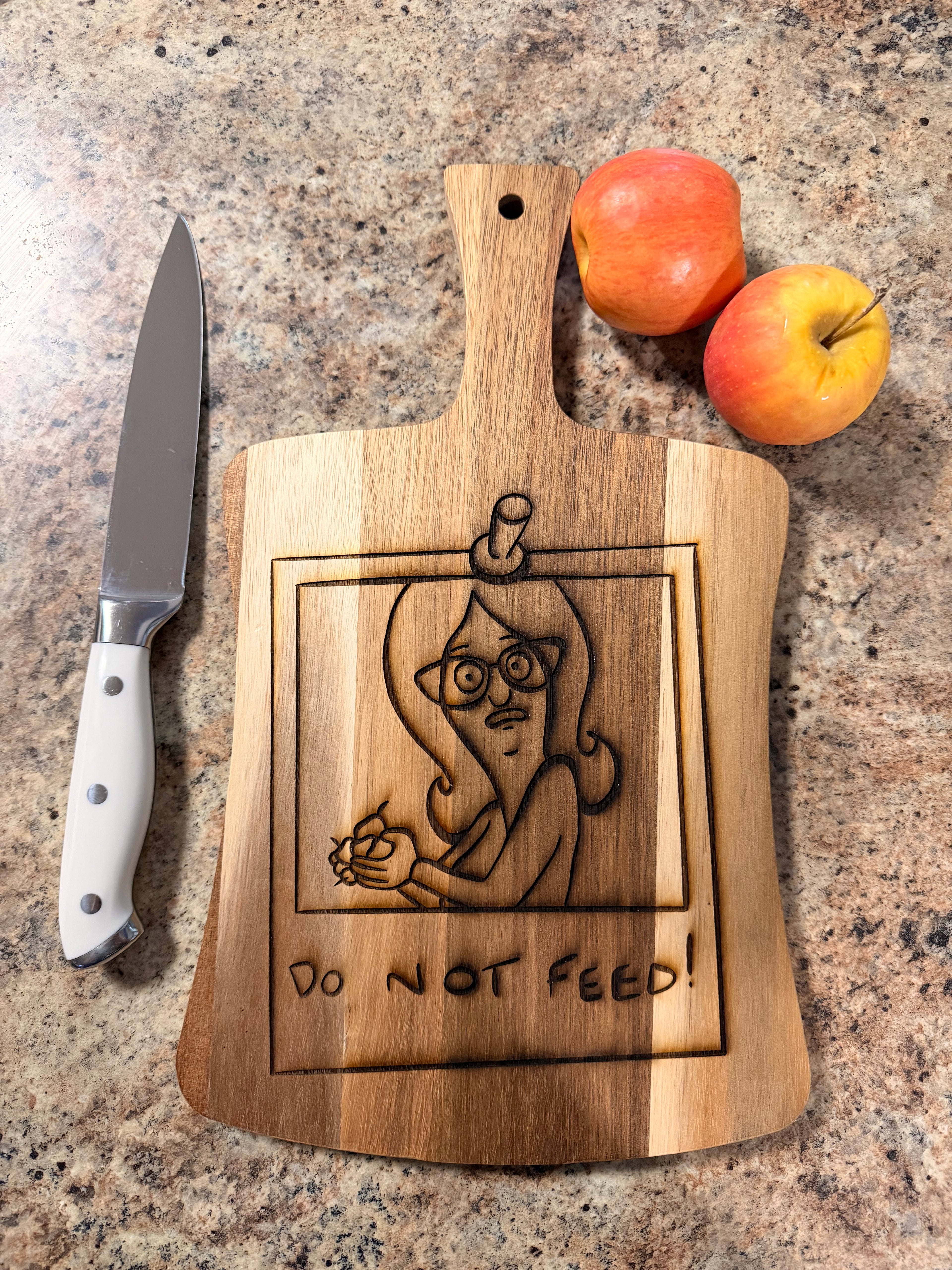 “Do Not Feed!” Linda Belcher Engraved Charcuterie Board 🍎