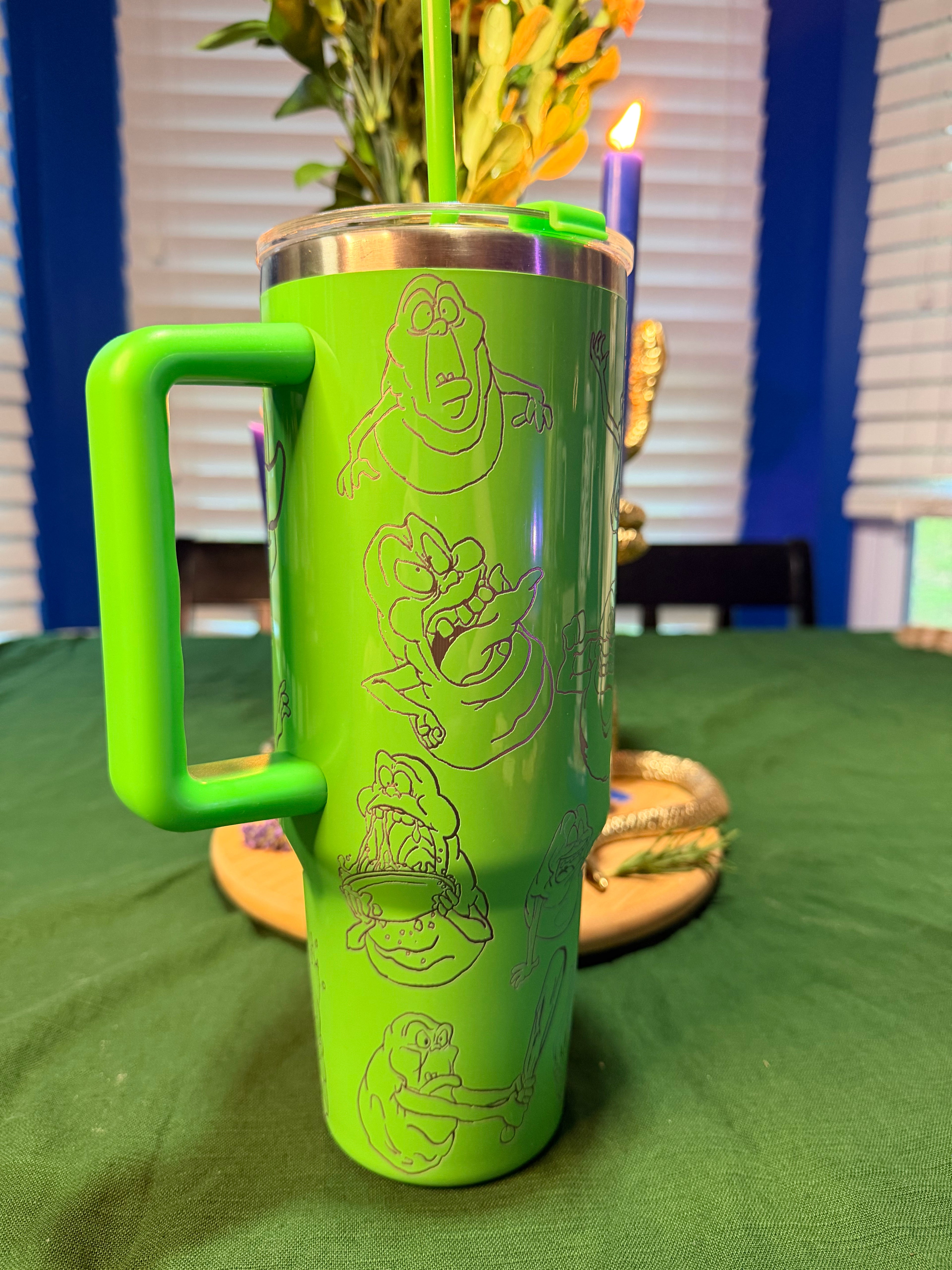 Slimer-Inspired 40oz Tumbler – Stay Cool, Stay Spooky!