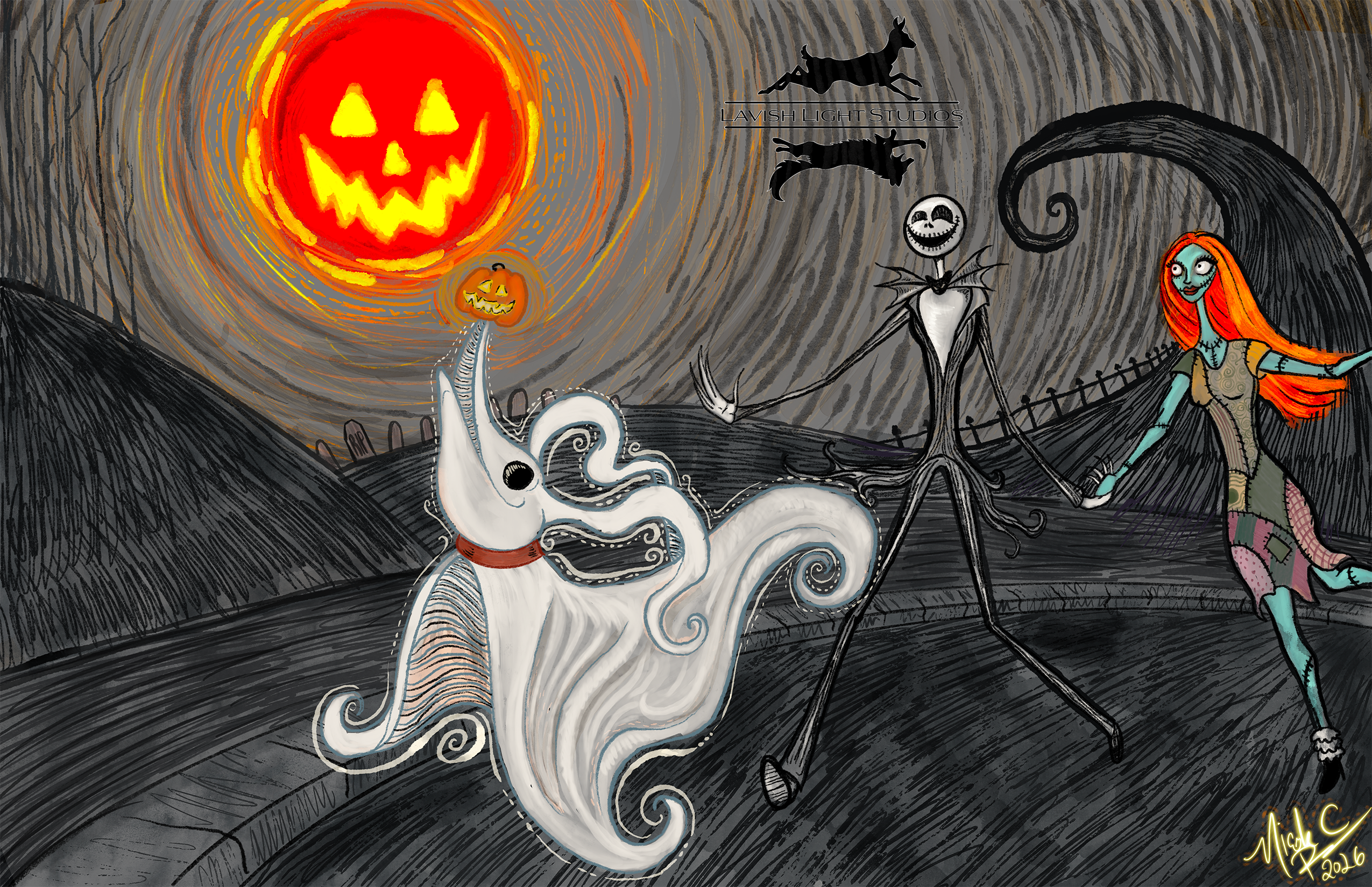 A Stroll Through Halloweentown Print